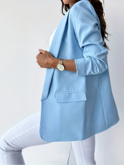 Women's Plus Solid Long Sleeve Open Front Blazer