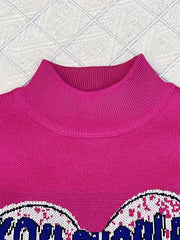 Girls Knitted Heart Jacquard Sweater Dress for Autumn and Winter