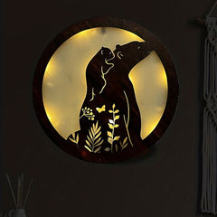 Children's Room LED Wall Clock Creative Light Retro Wooden Sign Decoration