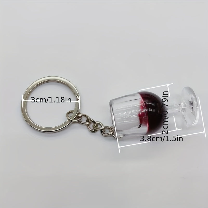 Resin Red Wine Cup Keychain Novelty Charm Pendant