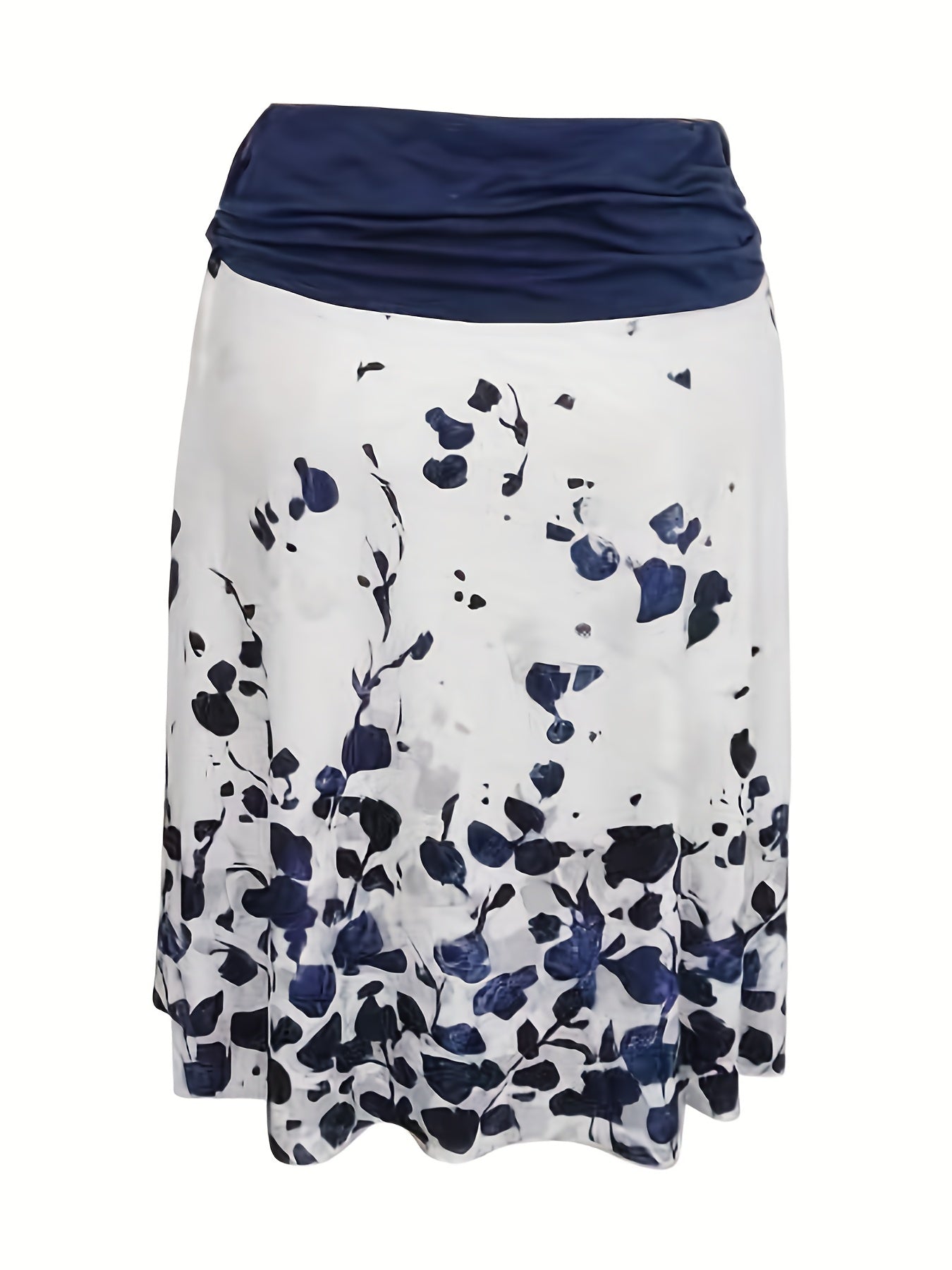  Ruched Floral High Rise Stretch Summer Skirt