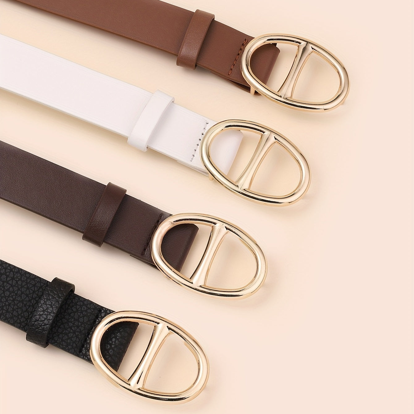 4pcs Double D Buckle Belt Casual Jeans Pants Belt for Women