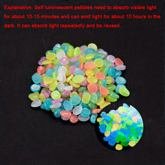 100pcs Glow in the Dark Pebbles Natural Crystals for Garden or Aquarium