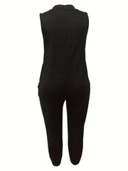  V-Neck Tank Jumpsuit With Pockets