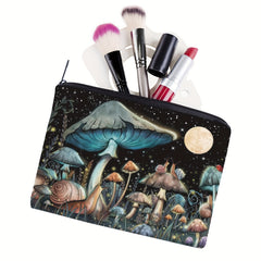 Mushroom Moon Square Makeup Bag Zipper Clutch Handbag