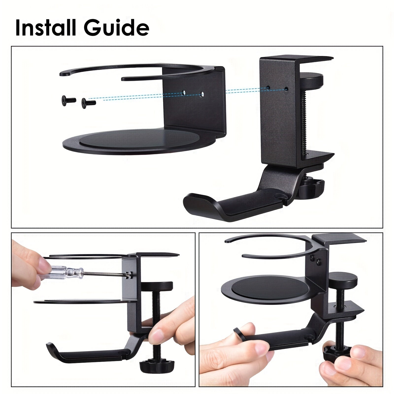 Sleek Headphone Hanger Stand & Drink Cup Holder