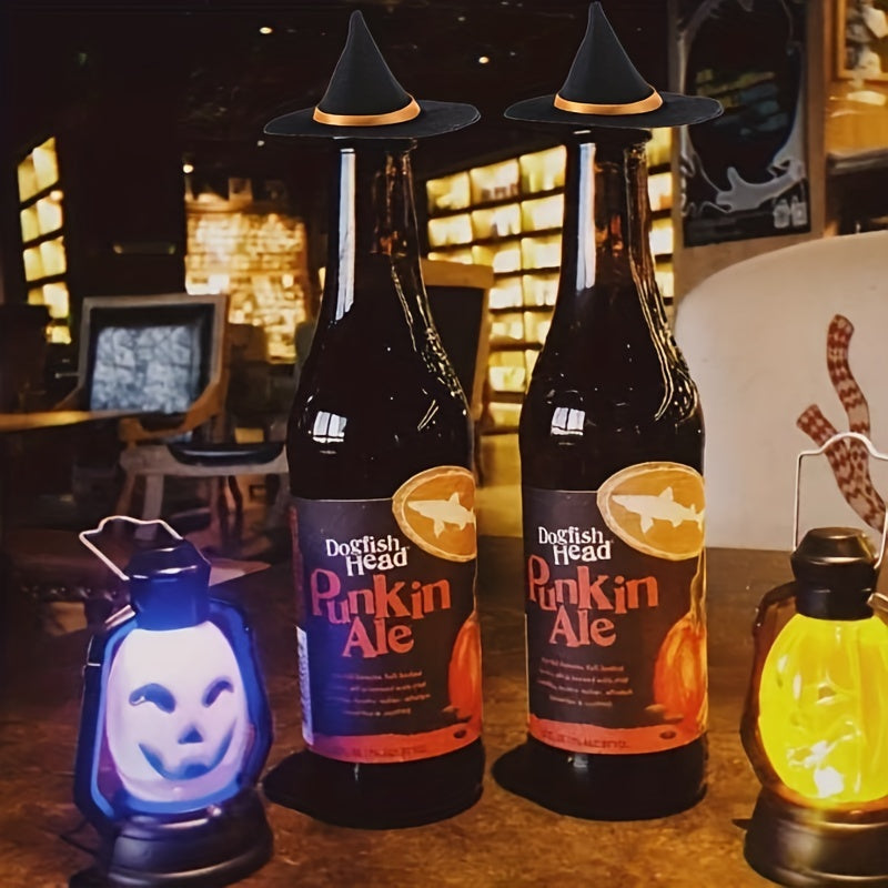 5pcs Halloween Mini Felt Witch Hats Family Yard Party Bar Wine Bottle Decoration