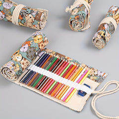 Pencil Roll Bag 12-108 Holes Art Pencil Case Student Stationery Storage Bag