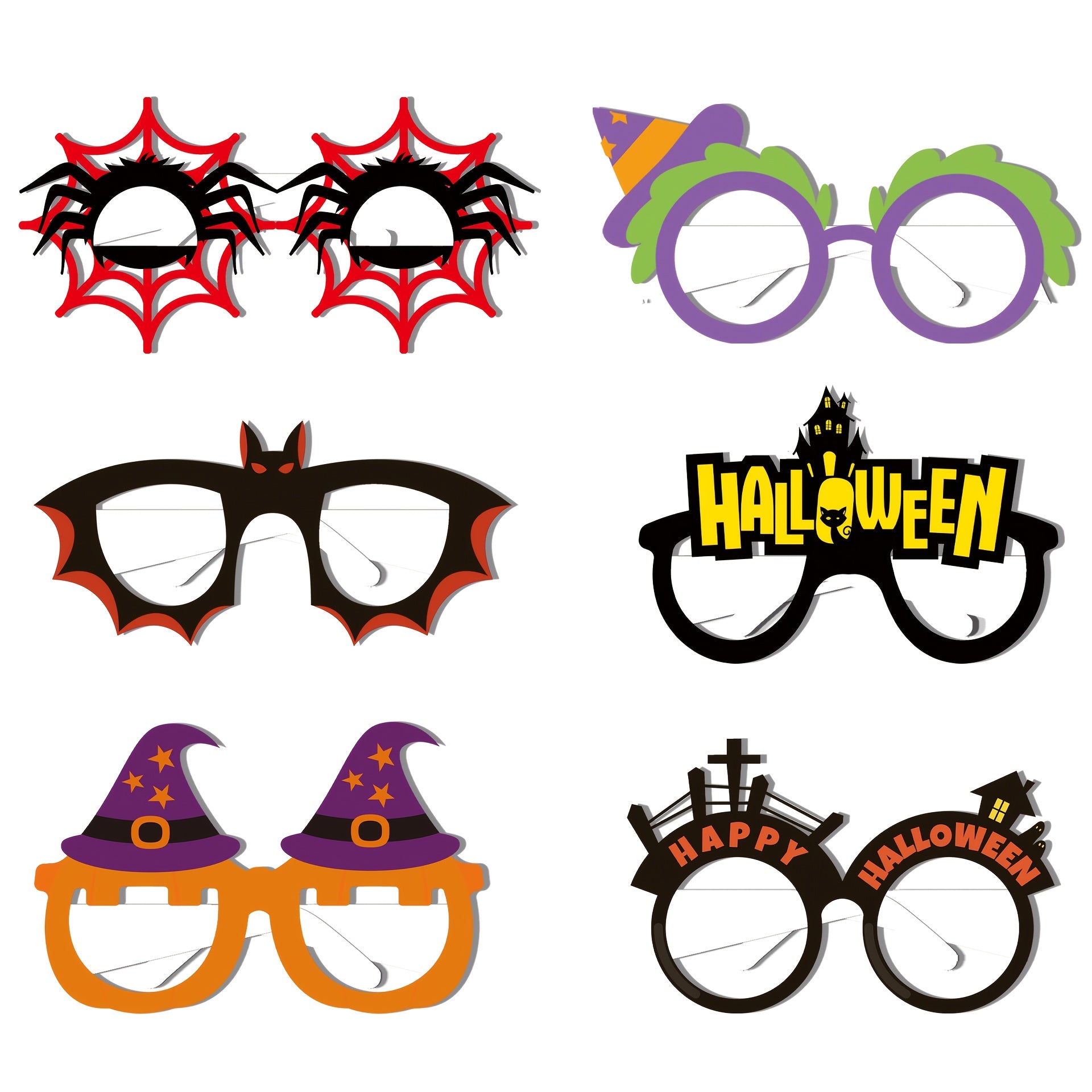 6pcs Halloween 3D Dress Up Glasses Spider Bat Witch Kids Photo Props