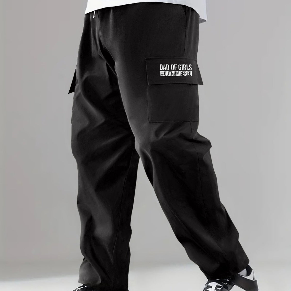 Letter Pattern Print Men's Casual Cargo Pants With Pocket