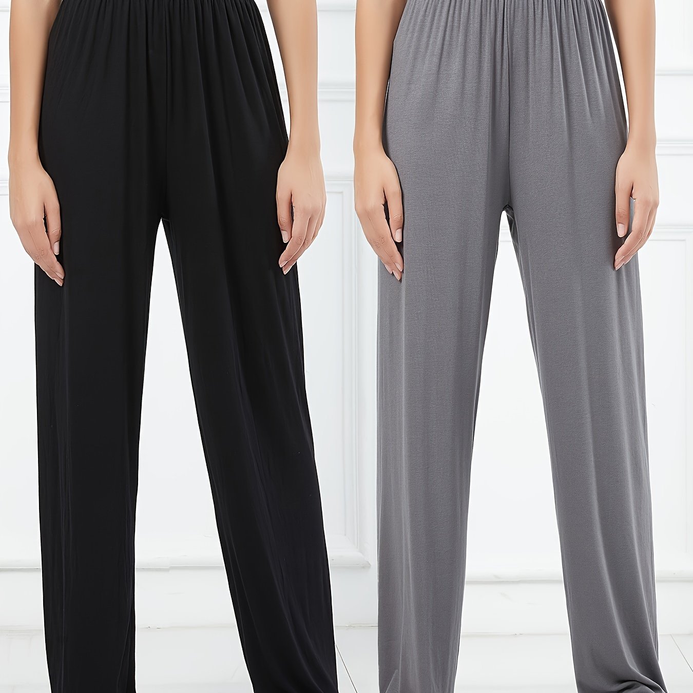 2pcs Women's Stretch Jogger Pants Elastic Waist Loose Fit Casual Activewear