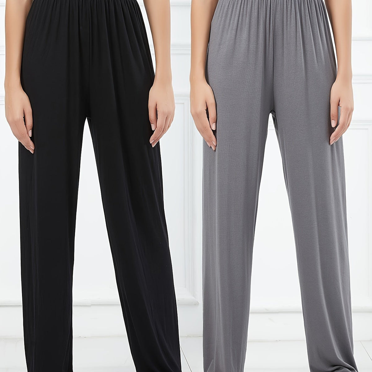 2pcs Women's Stretch Jogger Pants Elastic Waist Loose Fit Casual Activewear