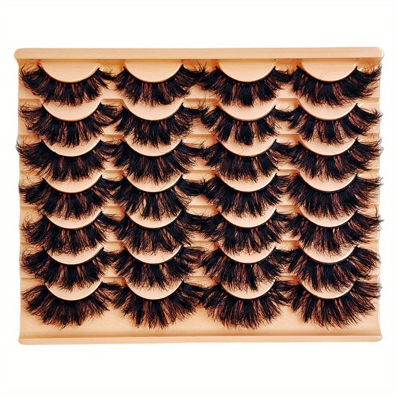 14 Pairs Faux Mink Lashes Thick Fluffy Dramatic Volume Reusable Makeup