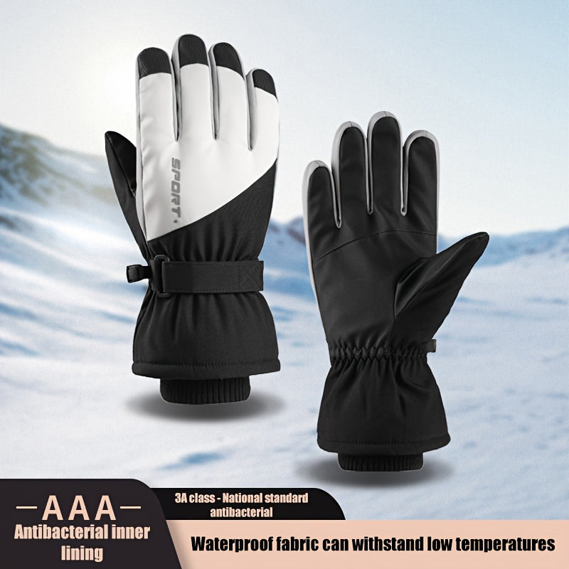 Winter Ski Gloves Men's Warm Touch Screen Windproof Split Finger Gloves