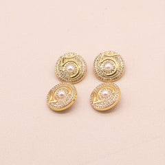 4pcs Zinc Alloy Buttons Faux Diamonds Faux Pearl Number 5 Sewing Buttons