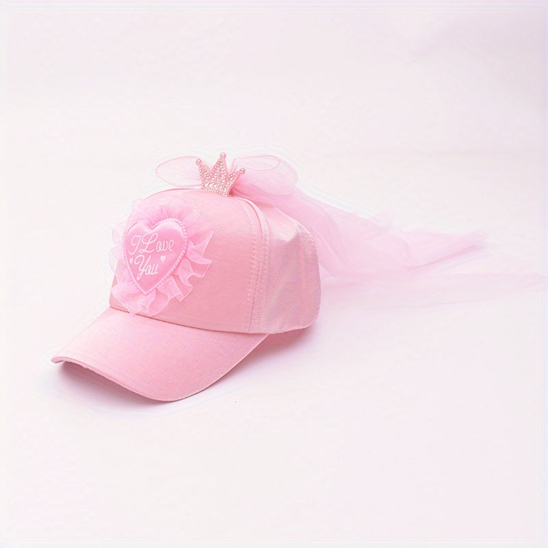 Girls Mesh Baseball Cap Princess Crown Hat