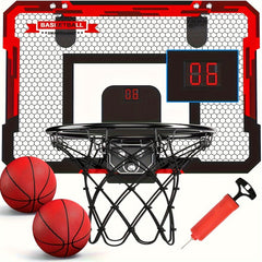Kids' Electronic Scoreboard Basketball Stand Set with 2 Balls