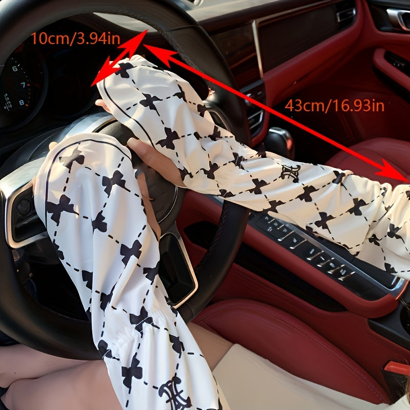 Plaid Sunscreen Gloves UV Protection Sleeves with Thumb Hole