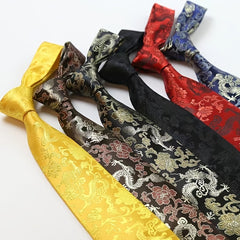 Men's Red Dragon Embroidered Tie