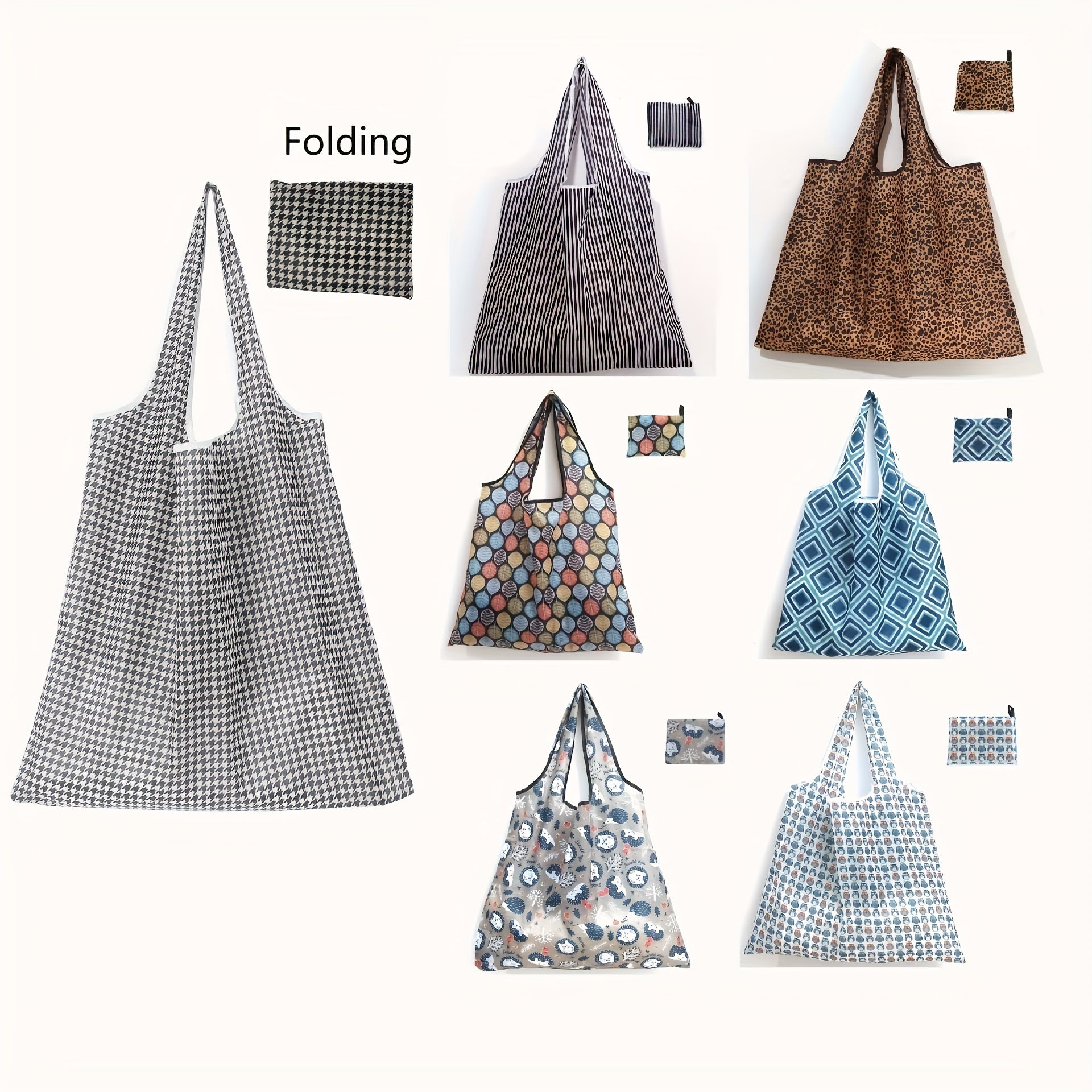 Print Foldable Shopping Bag Large Capacity Polyester Household Supplies