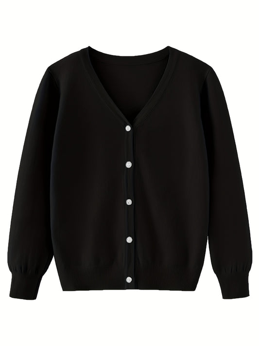 Girls' Button Down Cardigan Sweater Long Sleeve Classic Knit
