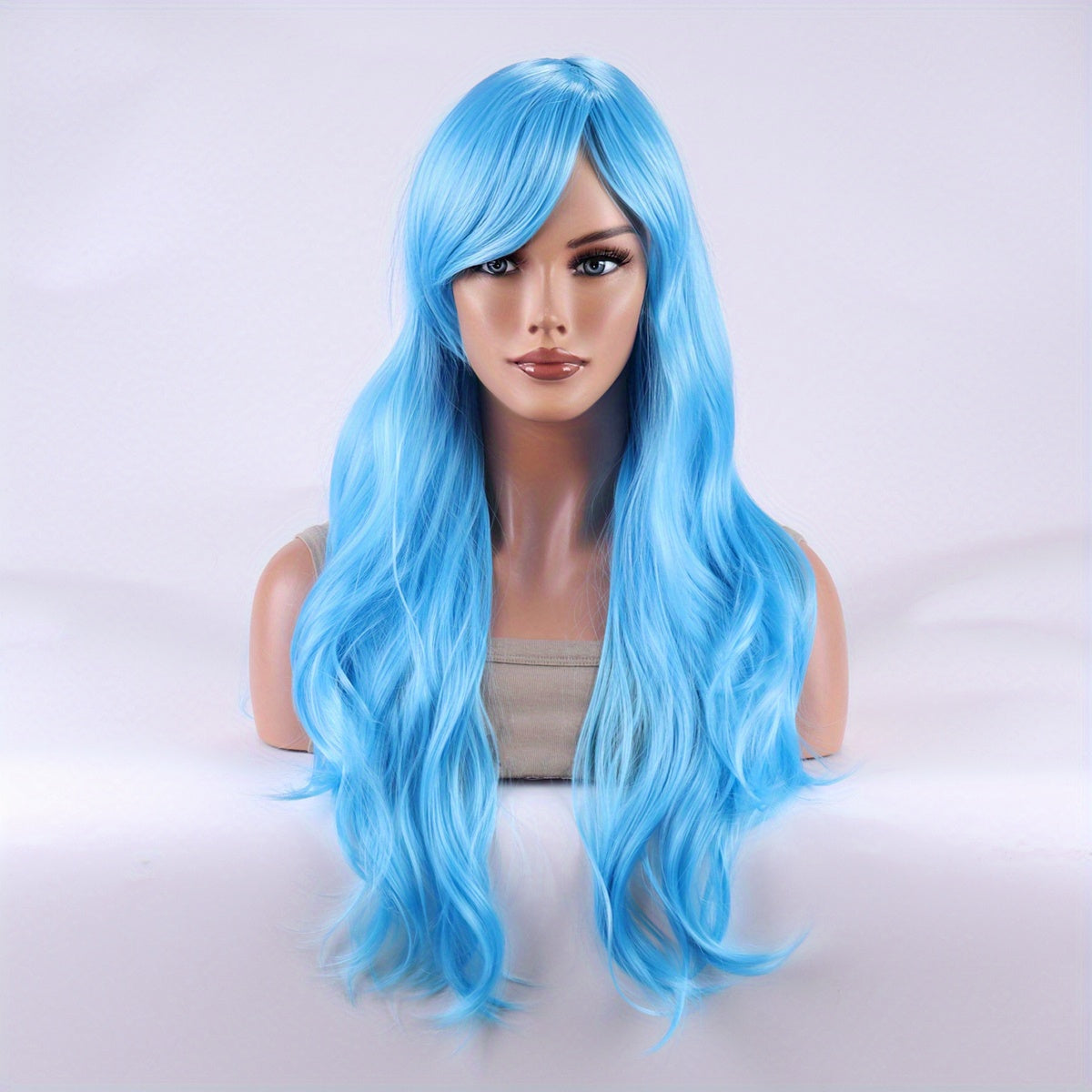 Colorful Long Curly Anime Wig Multicolor Style Full Head Wig With Bangs