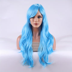Colorful Long Curly Anime Wig Multicolor Style Full Head Wig With Bangs