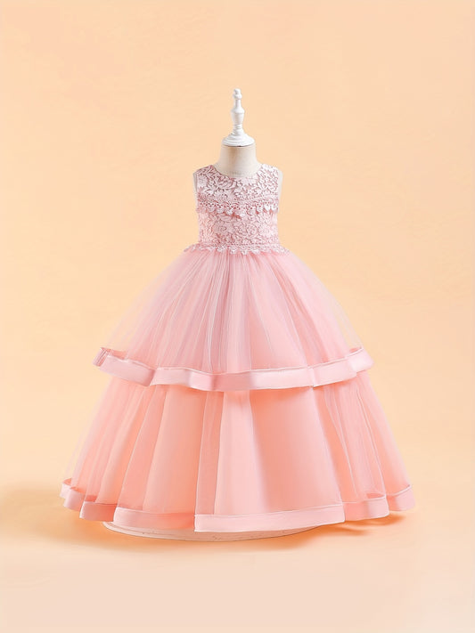 Princess Lace Mesh Fluffy Skirt Dress for Flower Girl