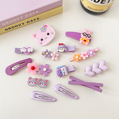 14pcs Cartoon Animal Shape Hair Clips Girls Hair Accessories Set