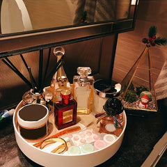 Modern Round Decorative Tray for Skincare and Perfume Storage