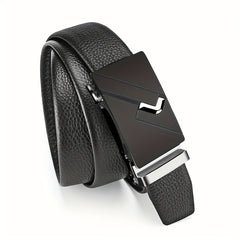 Men's Automatic Buckle Belt PU Leather Business Waist Strap