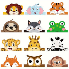 12pcs Jungle Safari Hat Birthday Party Crown Hat Jungle Wild Animals 