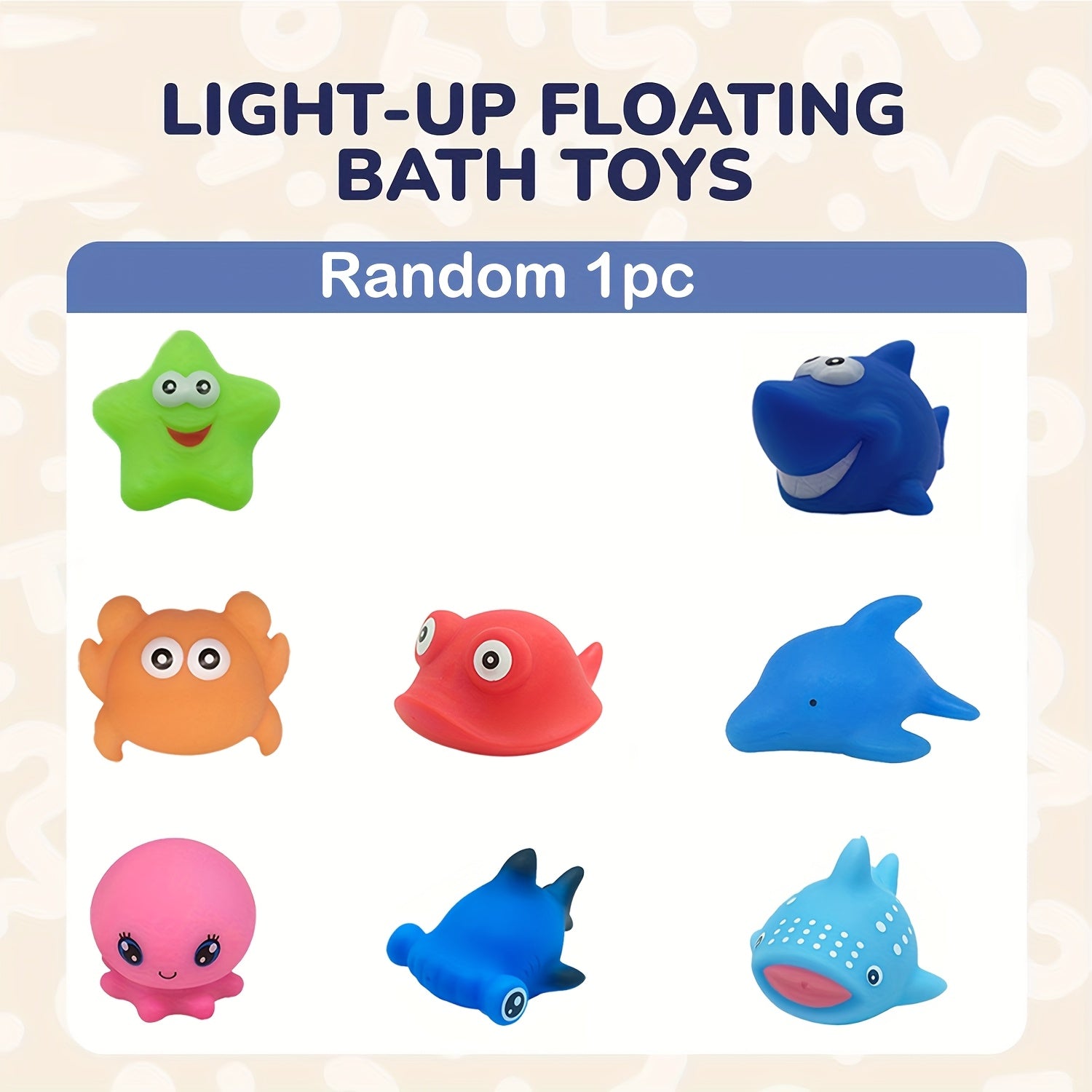 Light Up Sea Animals Set Glitter Colorful Bath Toys - 8pcs