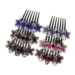 Flower & Rhinestone Hair Comb Hair Pin Hair Styling Accessory