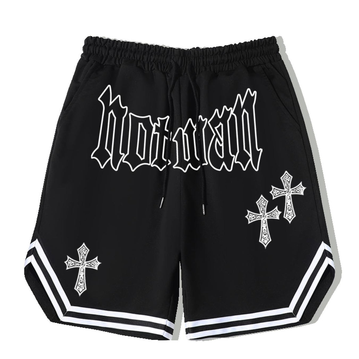 Cross Pattern Stripe Comfy Shorts Men's Casual Solid Stretch Shorts