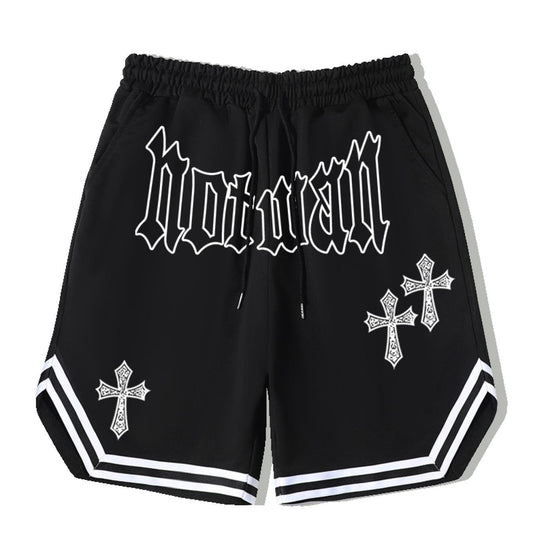 Cross Pattern Stripe Comfy Shorts Men's Casual Solid Stretch Shorts