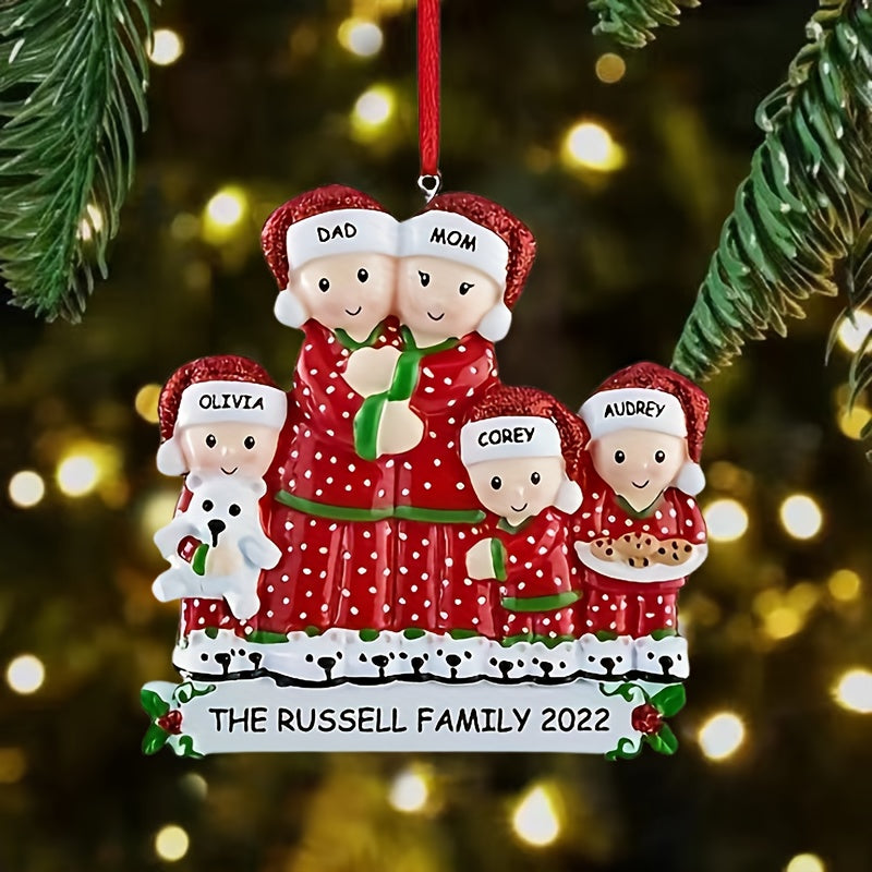 Family Matching Christmas Ornaments DIY Resin Holiday Decorations with Blessings