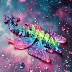 3D Printed Butterfly Dragon Figurine with Movable Joints - Home and Car Decor