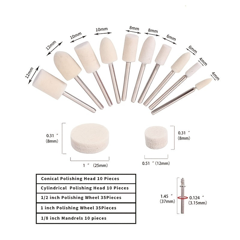 100pcs Polishing Buffing Wheel Rotary Tool Kit 1 8 Shank for Accessories