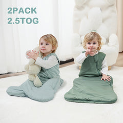 2 Pack Unisex Baby Sleep Sacks 2 5 Tog Bamboo Fiber Wearable Blankets Green