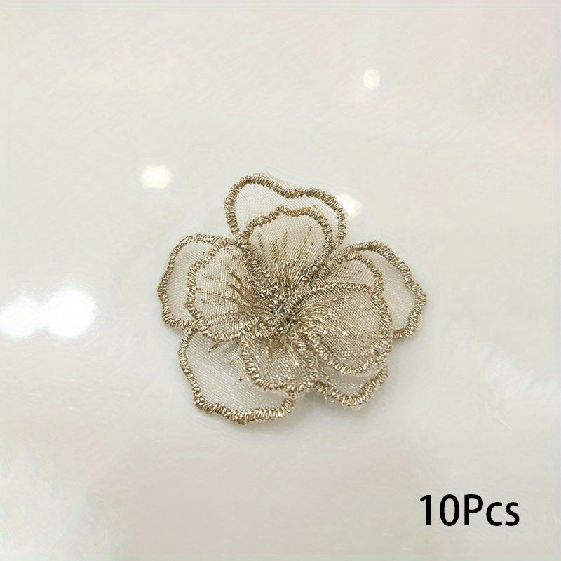 10pcs Lace Flower Patches DIY Clothing Appliques For Dress C