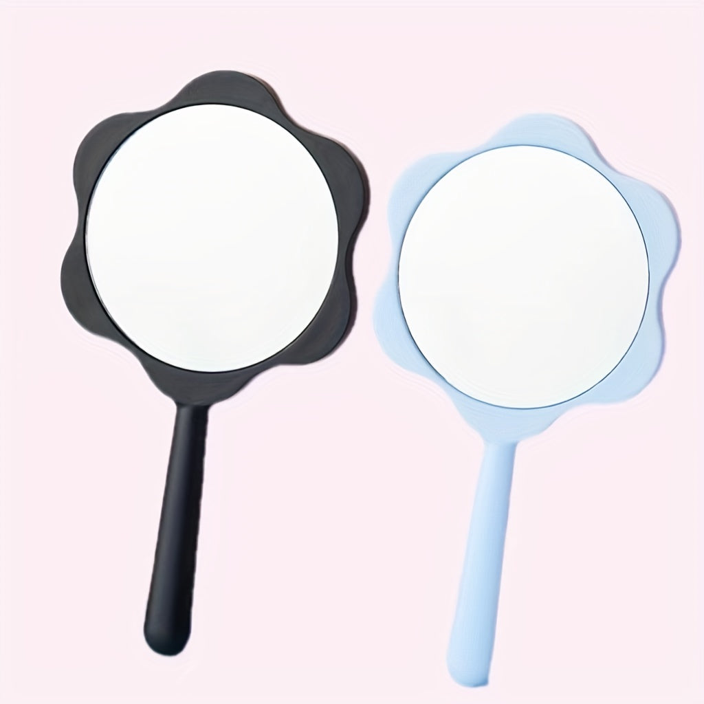 2pcs Cartoon Print Hand Mirror Floral Makeup Vanity Mirror for Girls Women Gift