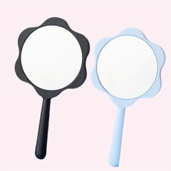 2pcs Cartoon Print Hand Mirror Floral Makeup Vanity Mirror for Girls Women Gift
