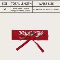 Red Embroidery Waist Seal Vintage Style Dress Belt