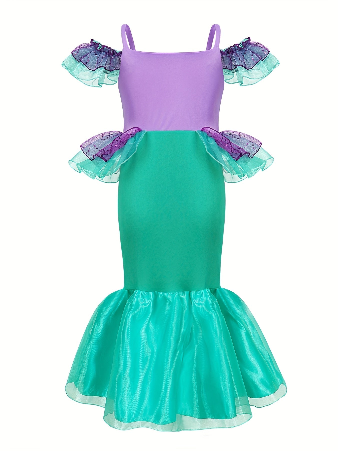 Girls Mermaid Princess Dress Set with Gloves, Crown and Jewelry