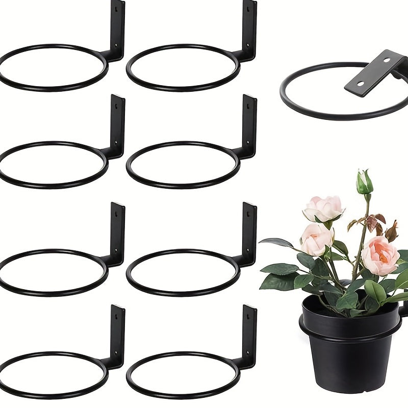 Metal Flower Pot Holder Rings Wall Mounted Planter Hooks with Screws