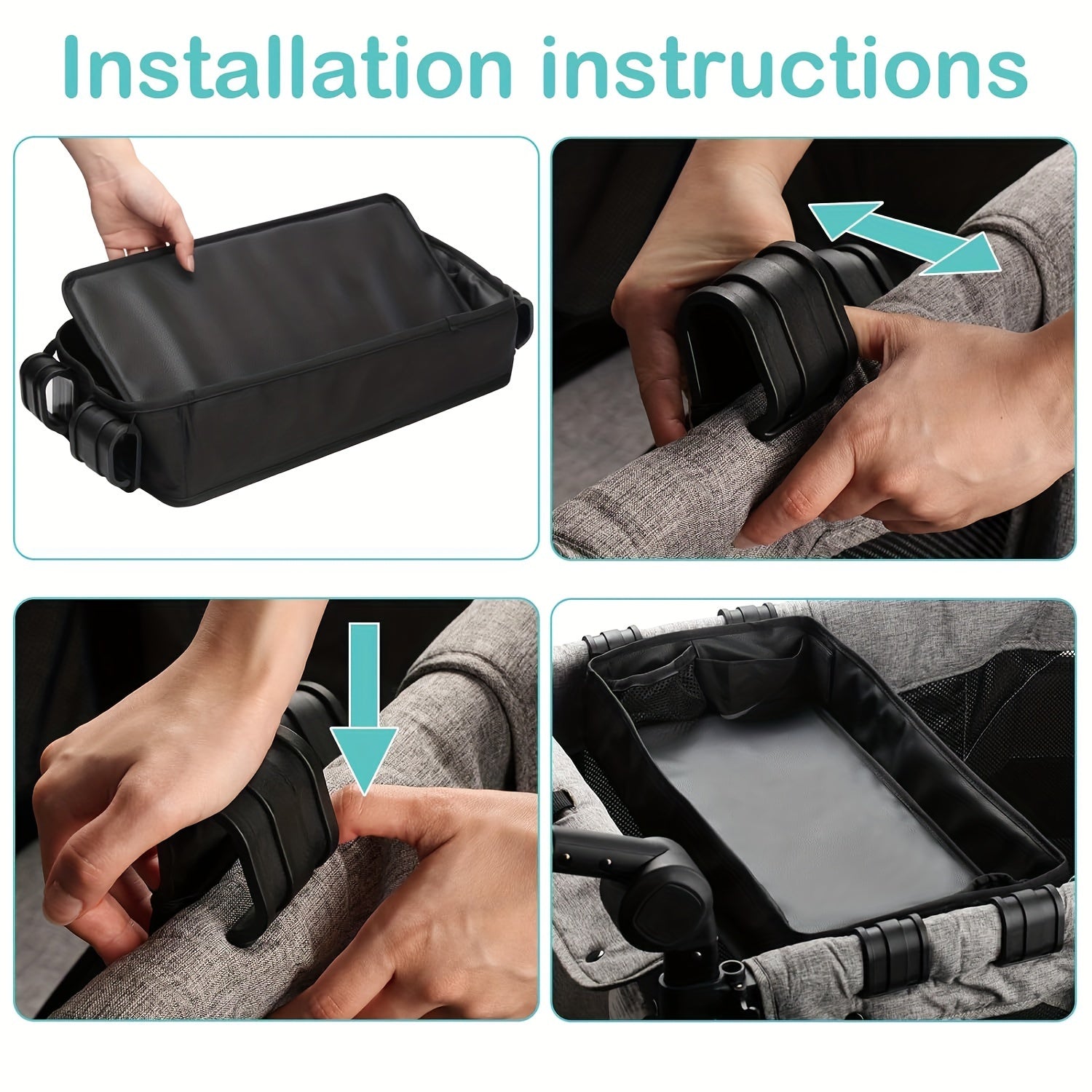 Kids Stroller Tray with Cup Holder Universal Fit Durable Polyester