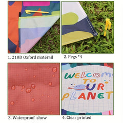Durable Picnic Blanket with Cartoon Pattern for Camping and Beach Trips