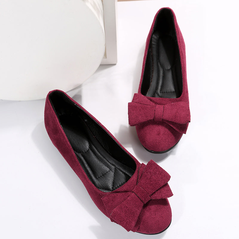 Women's Closed Toe Bow Decor Ballet Flats