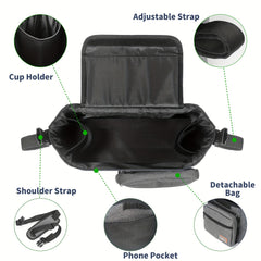 Stroller Organizer Bag with Detachable Zipper Bag Mobile Holder Bottle Holder